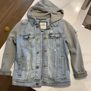 Hollister denim jacket hoodie. Like new! Size S.
